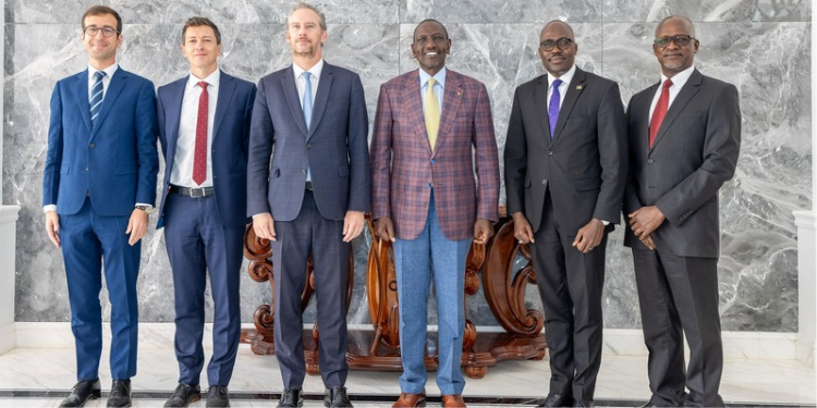 President William Ruto with French Ambassador to Kenya Arnaud Suquet and other senior government officials. PHOTO/ PCS 