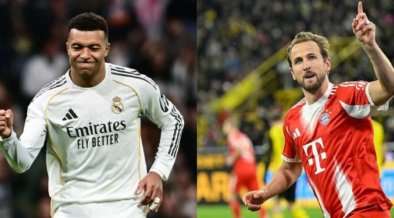 A photo collage of Real Madrid's winger Kylian Mbappe and Bayern's forward Harry Kane as the clash today at Santiego Barnebeu for the UCL trophy. PHOTO/ File