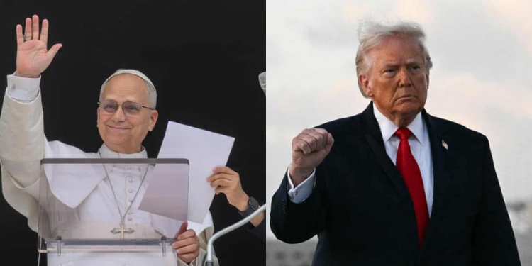 The image shows Pope Leo XIV and President Trump PHOTO/File