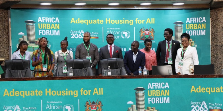 Youth Affairs and Creative Economy Fikirini Jacobs, Woodside CEO Sheila Mutuku and other attendees at the 2nd Africa Urban Forum (AUF2). PHOTO/ KDI.