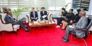 Health CS Aden Duale chairing a meeting at his office together with Ambassador of the Republic of Korea to Kenya, H.E Kang Hyung-Shik and some of the members of the health docket. PHOTO/ Duale X