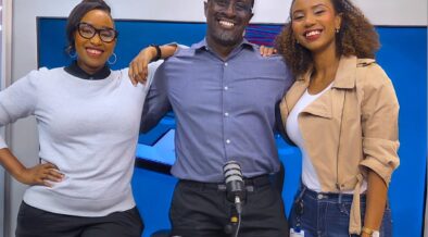 Nation FM morning show, Fixing the Nation hosts from left, Janet Mbugua, Eric Latiff and Mariam Bishar at Nation Media Group headquarters. PHOTO/ NTV