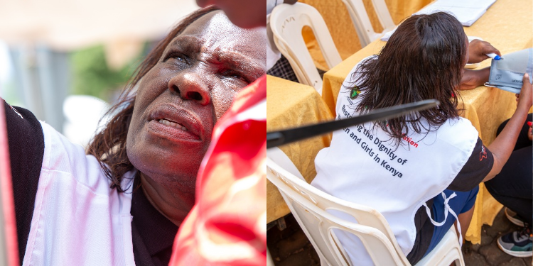 Christine Muthengi, Vesicovaginal Fistula Nurse and Trainer, screening and treating a patient during a free fistula surgery camp at Murang’a County Referral Hospital held from April 11–17, 2026.