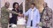 Uganda's first family led by President Yoweri Museveni, General Muhoozi Kainerugaba, and Mrs. Janet Museveni at State House Uganda in a past celebration in 2024. PHOTO/ State House Uganda