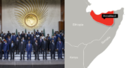 A photo collage of African heads of state after a past AU meeting and a map showing Somaliland. PHOTOMichele Spatari / AFP/Action Aid.