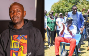 A photo collage of DJ Krowbar and Oga Obinna carrying William Ruto in a wheelbarrow during the 2022 election campaigns. PHOTO/Courtesy.