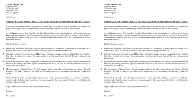 Eric Kyama accused Arsenal of “breach of fiduciary duty and professional negligence. PHOTO/ Kyama X.