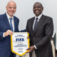 FIFA President Gianni Infantino, President William Ruto and embattled FKF President Hussine Mohammed