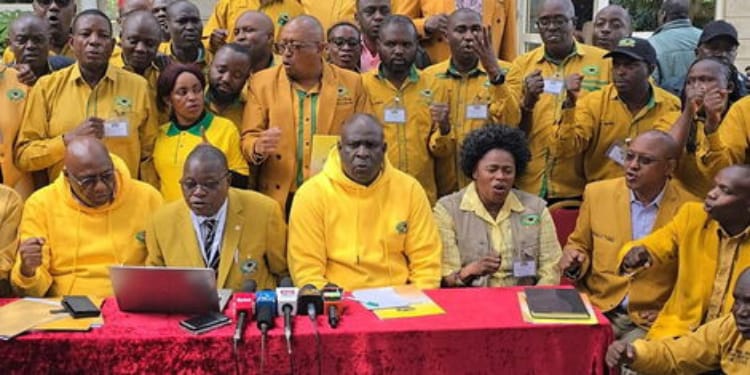 KUPPET members during a press conference in 2024
