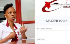 A photo collage of KUCCPS CEO Dr. Agnes Wahome and the students applicatiob portal interface.