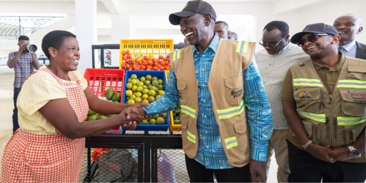President William Ruto Inspecting the Ksh 75 million Mogonga Market, Bomachoge Borabu Constituency, Kisii County. PHOTO/ PCS