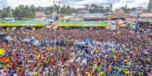 President William Ruto addressing Kisii County residents after commissioning and handing over various projects. PHOTO/ PCS