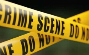 A photo illustration of a crime scene