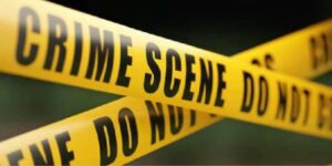 A photo illustration of a crime scene