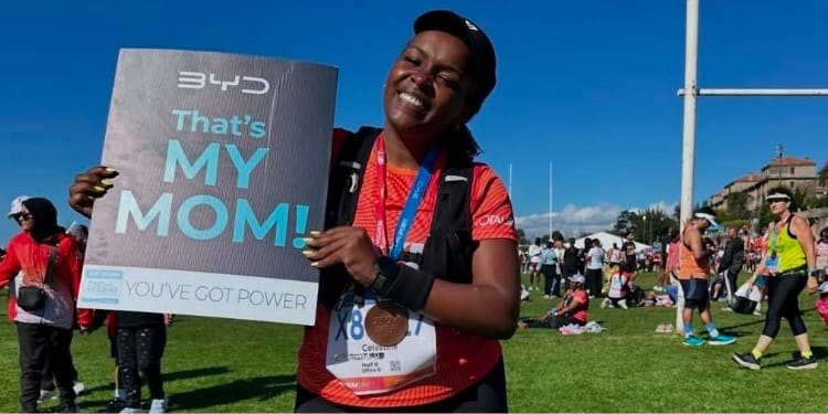 Celestine Ndinda at the Two Oceans marathon in South Africa