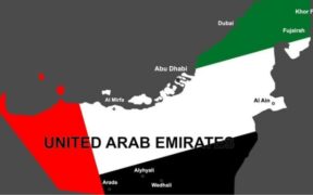 An image showing geographical location of the United Arab Emirates