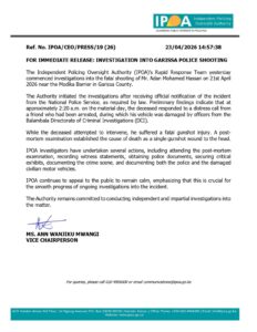 Statement by IPOA on the shooting incident in Northern Kenya. PHOTO/ IPOA 