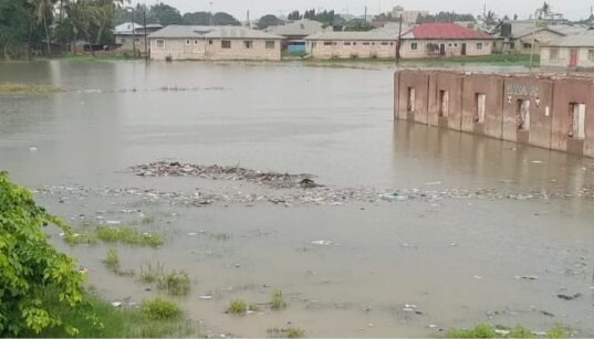 A section of the area affected by floods due to heavy rains