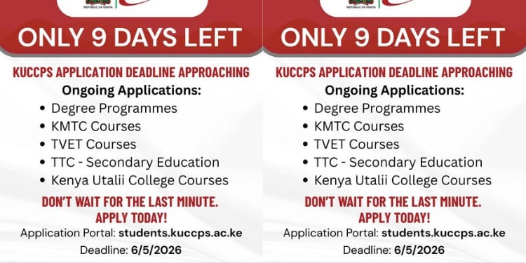 The notice from KUCCPS PHOTO/KUCCPS