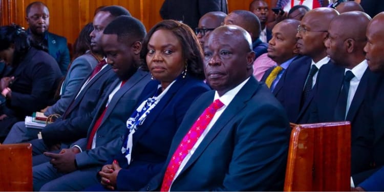 Rigathi Gachagua and his wife Dorcas in court for his impeachment hearing PHOTO/Gachagua X