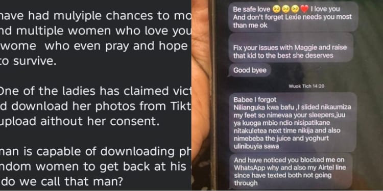 Screenshot of the man allegely cheating on his now ex wife PHOTO/FB