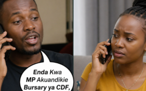 An AI photo of a lady and a man in a phonecall conversation. PHOTO/ChatGPT.