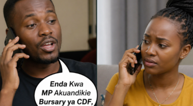 An AI photo of a lady and a man in a phonecall conversation. PHOTO/ChatGPT.