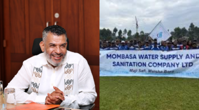 A photo collage of Mombasa Governor Abdulswamad Sheriff Nassir and residents holding MOWASSCO banner. PHOTO/Nassir X/Courtesy.