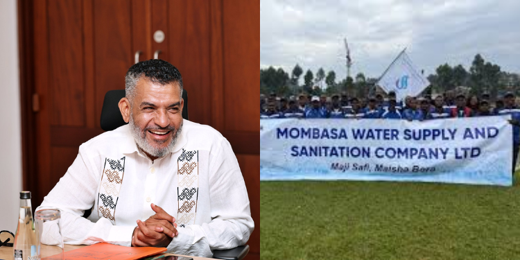 A photo collage of Mombasa Governor Abdulswamad Sheriff Nassir and residents holding MOWASSCO banner. PHOTO/Nassir X/Courtesy.