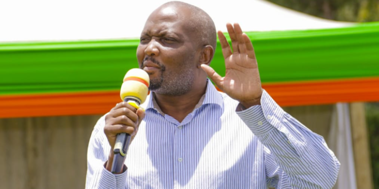 Former CS Moses Kuria addressing the IIndustrrial team.