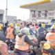 Motorists and motorcyclists scramble for fuel at a Shell petrol station in Nyahururu town. PD/David Macharia EPRA