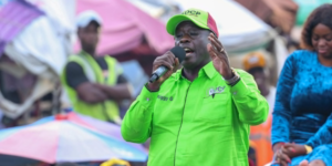 DCP Party leader Rigathi Gachagua speaking during a campaign at Likoni in Mombasa County on April 24, 2026. PHOTO/ Gachagua X.