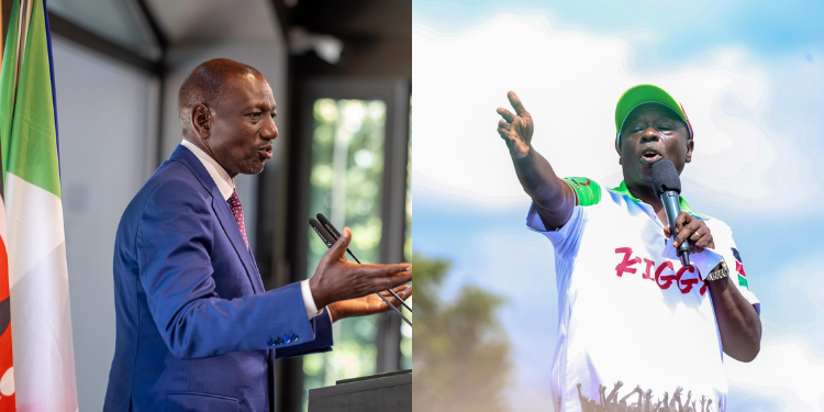 A photo collage of President William Ruto and DCP Party Leader Rigathi Gachagua. PHOTO/PCS/Gachagua X.