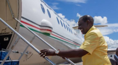 President William Ruto boarding a plane during a past international travel. PHOTO/PCS.