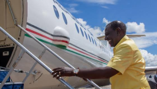 President William Ruto boarding a plane during a past international travel. PHOTO/PCS.