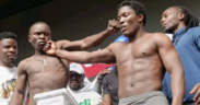 Majembe and Mbavu The Destroyer during their weigh-in on Friday April 3,2026 PHOTO/File