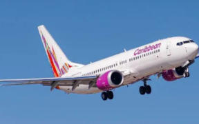 A Carribean Airline flight mid air