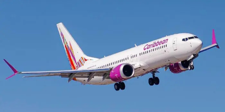 A Carribean Airline flight mid air