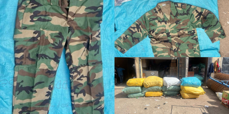 Bales of Al-Shabaab combat uniforms seized by police in Eastleigh Estate PHOTO/DCI