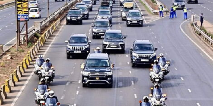 President Ruto's motorcade in a Highway PHOTO/File