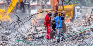 Red Cross on the site doing rescue operations