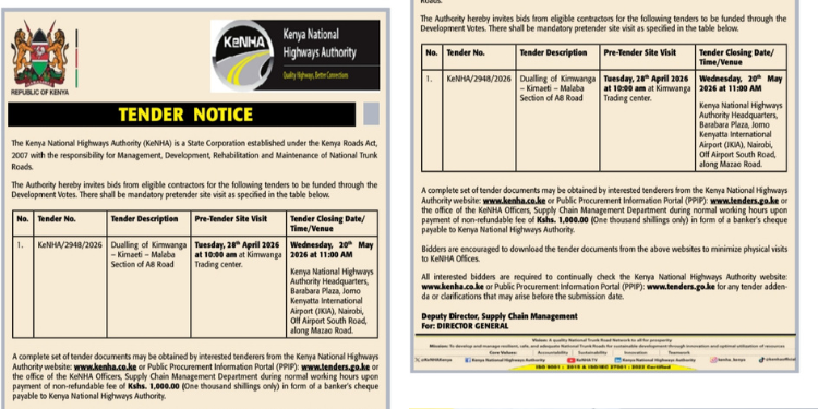 Tender notice inviting qualified contractors to submit bidsPHOTO/MyGov