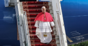 Pope Leo XIV arriving in Cameroon's Capital, Yaounde on Tuesday April 14,2026 PHOTO/Vatican Media