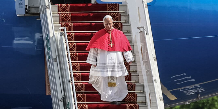 Pope Leo XIV arriving in Cameroon's Capital, Yaounde on Tuesday April 14,2026 PHOTO/Vatican Media