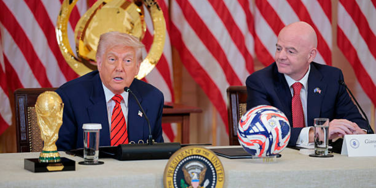 President Donald Trump and FIFA President Giannini Infantino speak to the members of press in Washington DC on September 2025 PHOTO/WhiteHouse Gallery