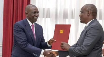 President William Ruto shakes hands with National Treasury CS John Mbadi during a past meeting. PHOTO/PCS.