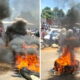 Protestors lit tyres on the busy Kisumu-Busia Highway in protest of the attack of Vihiga Senator Godfrey Osotsi. PHOTO/ kenyans.co ke