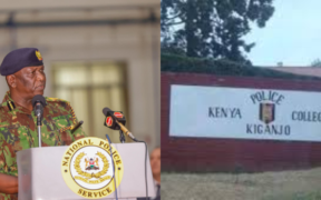 A photo collage of IG Douglas Kanja and National Police College, Main Campus in Kiganjo. PHOTO/NPS.