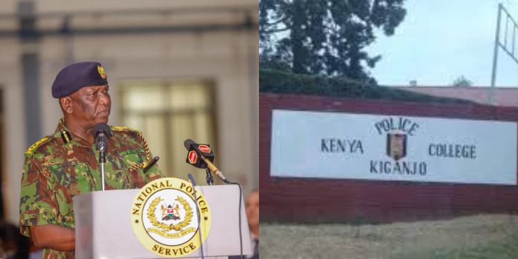 A photo collage of IG Douglas Kanja and National Police College, Main Campus in Kiganjo. PHOTO/NPS.