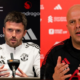 Manchester United's manager Michael Carrick and Liverpool's manager Arne slot PHOTO/Clubs